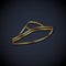 Gold line Speedboat icon isolated on black background. Vector
