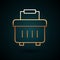 Gold line Toolbox icon isolated on dark blue background. Tool box sign. Vector