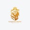 Gold lion logo with crown Template, Vector Eps File