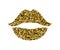 Gold lips with sequins.