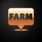 Gold Location farm icon isolated on black background. Vector