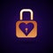 Gold Lock and heart icon isolated on black background. Locked Heart. Love symbol and keyhole sign. Valentines day symbol