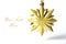 Gold many pointed star christmas decoration for haging on tree