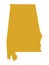 Gold Map of Alabama The Yellowhammer State