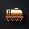 Gold Mars rover icon isolated on black background. Space rover. Moonwalker sign. Apparatus for studying planets surface