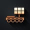 Gold Mars rover icon isolated on black background. Space rover. Moonwalker sign. Apparatus for studying planets surface