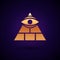 Gold Masons symbol All-seeing eye of God icon isolated on black background. The eye of Providence in the triangle