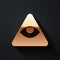 Gold Masons symbol All-seeing eye of God icon isolated on black background. The eye of Providence in the triangle. Long