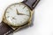 Gold mechanical wristwatch with manual winding