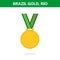 Gold medal. Brazil. Vector illustration.Flat style.