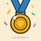 Gold Medal with Diamond Icon Vector Illustration.