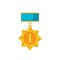 Gold medal star isolated on a white background. Award gold winner prize icon in flat style