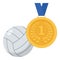 Gold Medal and Volleyball Ball Flat Icon