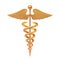 Gold Medical Caduceus Symbol. 3d Rendering