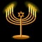 Gold Menorah with Burning Candles