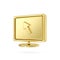 Gold metal computer monitor click cursor icon. 3d gold computer screen with cursor mouse isolated on white background, 3d