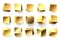 Gold metal cube. Realistic geometric 3D square shape, golden metallic cubes and shiny yellow shapes vector illustration