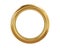 Gold metal grommet ring for paper, card, tag, sticker or hanger isolated on white background
