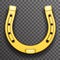 Gold metal horseshoe luck symbol fortune talisman transparent background icon