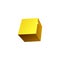 Gold metal shiny cube or golden 3d block realistic vector illustration isolated.