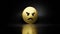 gold metal symbol of angry 3D rendering with blurry reflection on floor with dark background