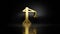 Gold metal symbol of building crane 3D with blurry reflection on floor with dark background