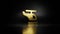 gold metal symbol of helicopter 3D rendering with blurry reflection on floor with dark background