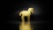 gold metal symbol of horse 3D rendering with blurry reflection on floor with dark background