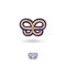 Gold metallic butterfly. Gold symbol on a white background. Double B like a butterfly.