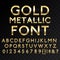 Gold metallic glossy vector font or gold style alphabet. Yellow metal typeface. Metallic golden abc, alphabet