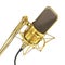 Gold Microphone isolated on the white background.