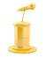 Gold microphone on pedestal