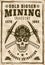 Gold miner skull and crossed pickaxes retro poster