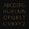 Gold minimalistic font. Luxury english alphabet.