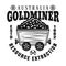 Gold mining vector emblem with full rail trolley