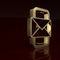 Gold Mobile and envelope, new message, mail icon isolated on brown background. Usage for e-mail newsletters, headers