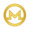 Gold Monero coin icon. golden Cryptocurrency coin money. blockchain  symbol. Internet money