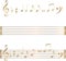 Gold musical notes symbols set