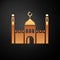 Gold Muslim Mosque icon  on black background. Vector