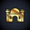 Gold Muslim Mosque icon isolated on black background. Vector