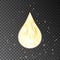 Gold neon oil drop isolated on transparent background.