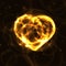 Gold neon plasma laser heart on dark background