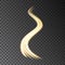 Gold neon wave light effect isolated on black transparent back