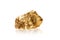 Gold nugget on white background.