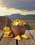 Gold nuggets in bucket