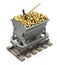 Gold nuggets in the mining cart