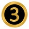 Gold number three button