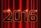 Gold numbers 2016 and a red curtain background