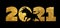 Gold numbers 2021.Bull silhouette black. Chinese new year 2021 year of the ox