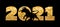 Gold numbers 2021.Bull silhouette black. Chinese new year 2021 year of the ox